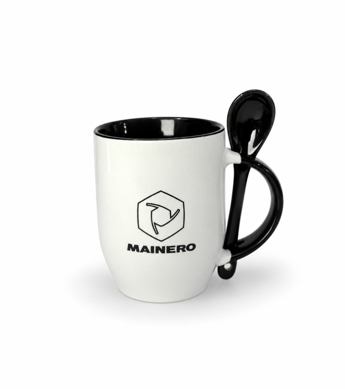 TAZA CON CUCHARA NEGRO Taza cerámica con cuchara - Imagen 1